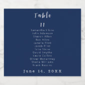 Blauw en Wit Tafelnummer Bruiloft Sparkling Wijnetiket (Enkel label)