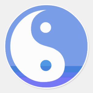 Blauw en Wit Taijitu Yin Yang Symbool Ronde Sticker