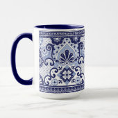 Blauw en wit Talavera Mexican Folk Art Mok (Links)