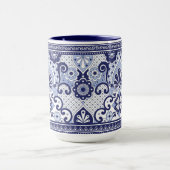 Blauw en wit Talavera Mexican Folk Art Mok (Midden)