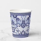 Blauw en wit Talavera Mexican Folk Art Mok Papieren Bekers (Achterkant)