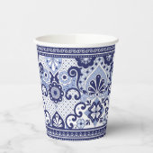 Blauw en wit Talavera Mexican Folk Art Mok Papieren Bekers (Links)