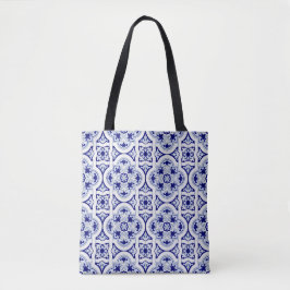 blauw en wit Talavera Tegel Kijk Canvas tas