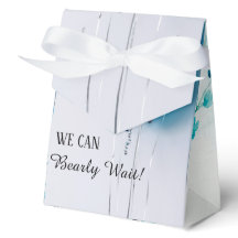 Blauw en wit tentje baby shower favor box.