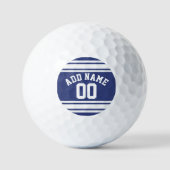 Blauw en wit tenue strepen Aangepaste naam nummer Golfballen (Voorkant)