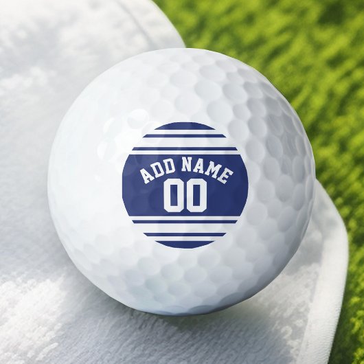 Blauw en wit tenue strepen Aangepaste naam nummer Golfballen