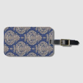  blauw en wit  textielpatroon bagagelabel (Voorkant (horizontaal))