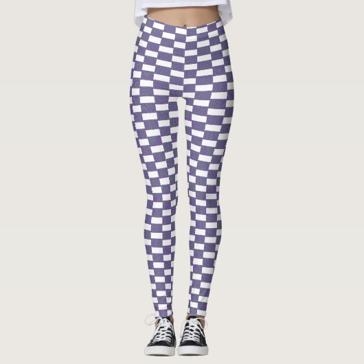 Blauw en Wit Textuur Naadloos Ontwerp Leggings (Voorkant)