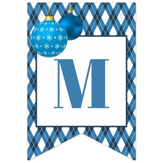 Blauw en wit thema Vrolijk kerstfeest Vlaggetjes (Eerste vlag)