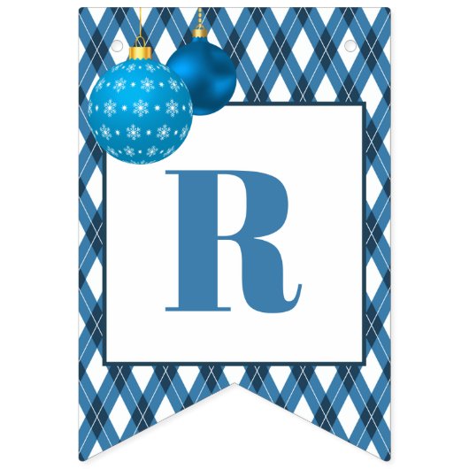 Blauw en wit thema Vrolijk kerstfeest Vlaggetjes (Derde vlag)