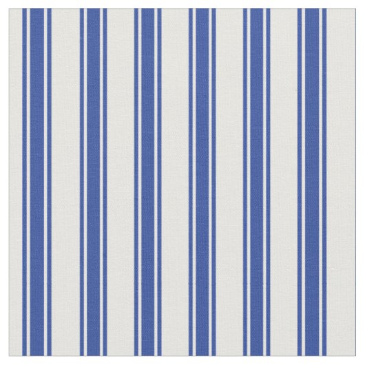 Blauw en wit Ticking Strepen Stof (Close Up)