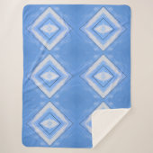 Blauw en Wit Tie Dye Diamonds Boho Chic Sherpa Deken (Voorkant)