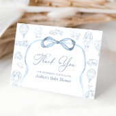 Blauw en wit Toile Baby shower Bedankt Card