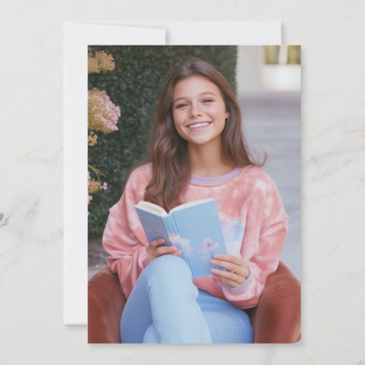 Blauw en wit Toile Books Nieuw Chapter Afstuderen Kaart (Achterkant)