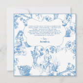 Blauw en wit toile de Jouy bruidsdouche Bedankkaart (Achterkant)