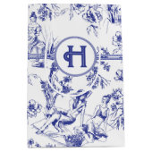 Blauw en wit Toile de Jouy Bruidsdouche Medium Cadeauzakje (Voorkant)