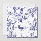Blauw en wit Toile de Jouy Bruidsfeest Bedankkaart (Voorkant)