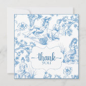 Blauw en wit Toile de Jouy Bruidsfeest Bedankkaart (Voorkant)