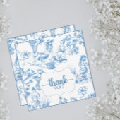 Blauw en wit Toile de Jouy Bruiloftsfeest Bedankkaart