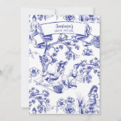 Blauw en wit Toile de Jouy uitnodiging (Achterkant)