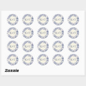 Blauw en wit toile ronde sticker (Vel)