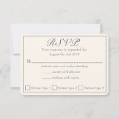 Blauw en wit toile RSVP kaartje (Achterkant)