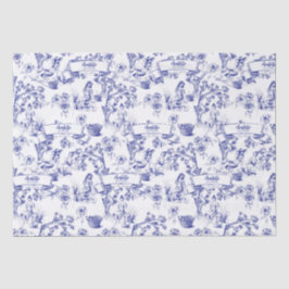 Blauw en Wit Toile Tissuepapier