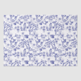 Blauw en Wit Toile Tissuepapier