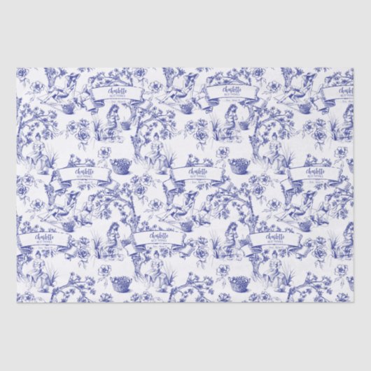 Blauw en Wit Toile Tissuepapier (Voorkant)