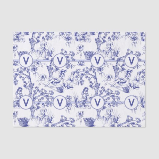 Blauw en Wit Tolet Tissuepapier (Voorkant)