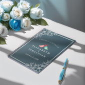 Blauw en wit Tortelduifjes Wedding Guestbook Notitieboek