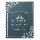 Blauw en wit Tortelduifjes Wedding Guestbook Notitieboek (Voorkant)