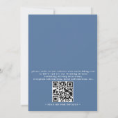Blauw en Wit Traditioneel Ellegant QR Code Huwelij Kaart (Achterkant)