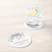 Blauw en wit traditionele bloemen ronde kartonnen onderzetter (Insitu)