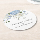 Blauw en wit traditionele bloemen ronde kartonnen onderzetter (Gebogen)