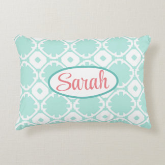 Blauw en Wit Trefoil Patroon Accent Kussen