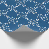 Blauw en Wit Tribal Mudcloth Geïnspireerd Geometri Cadeaupapier (Hoek)