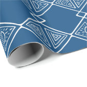 Blauw en Wit Tribal Mudcloth Geïnspireerd Geometri Cadeaupapier (Rol Hoek)