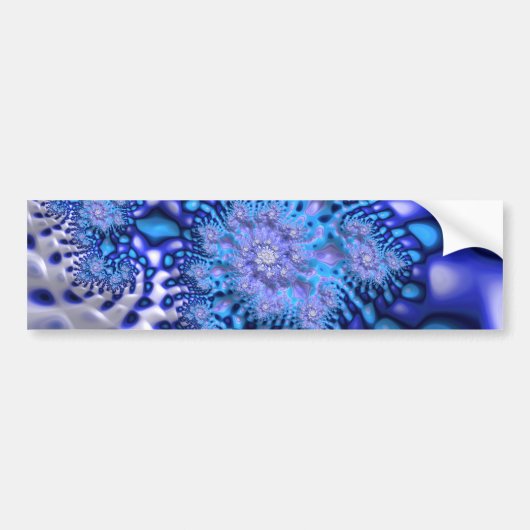 Blauw en wit Trippy Groovy Fine Fractal Abstract Bumpersticker (Voorkant)