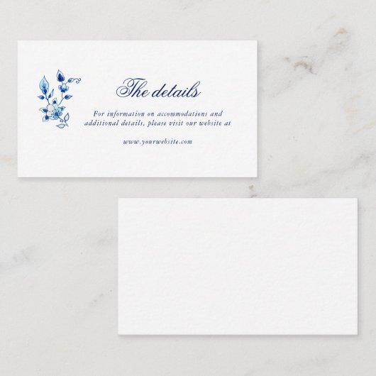 Blauw en wit trouwkaart plaatskaartje (Voorkant / Achterkant)