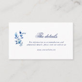Blauw en wit trouwkaart plaatskaartje (Voorkant)