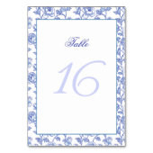 Blauw en wit Trouwtafelnummer Kaart (Achterkant)