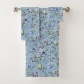 Blauw en wit Tulps Anemones Pattern Bad Handdoek (Insitu)