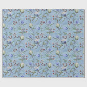 Blauw en wit Tulps Anemones Pattern Cadeaupapier (Vlak)