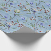 Blauw en wit Tulps Anemones Pattern Cadeaupapier (Hoek)