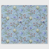 Blauw en wit Tulps Anemones Pattern Cadeaupapier (Vlak)