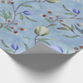 Blauw en wit Tulps Anemones Pattern Cadeaupapier (Hoek)