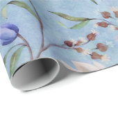 Blauw en wit Tulps Anemones Pattern Cadeaupapier (Rol Hoek)
