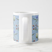 Blauw en wit Tulps Anemones Pattern Grote Koffiekop (Achterkant)
