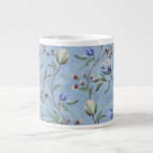 Blauw en wit Tulps Anemones Pattern Grote Koffiekop (Voorkant)